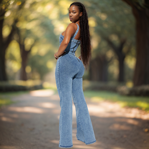 Combinaison en jean décontractée et moulante OuYaan 2025, très vendue, en vente - Product Image 4