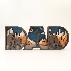 Thiết Kế Mới Bằng Gỗ Thủ Công Mỹ Nghệ Trang Trí Sáng Tạo Của Cha Ngày Nhà Bảng Trang Trí Bằng Gỗ Lễ Hội Nhấp Nháy Ánh Sáng Trang Trí - Product Image 1