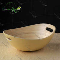 Bols en bambou personnalisés jetables pour fêtes, salades, collations – Bols utilitaires artisanaux avec poignées, style classique, grande capacité, couleurs uniques