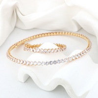 NYH Hip Hop 20K Plaqué or Zircon Tennis Bracelet Chaîne Collier Bijoux Ensemble pour Femmes Hommes