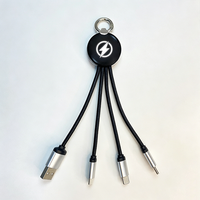Câble de charge multi-USB portable 3 en 1 avec logo lumineux, compatible avec les cadeaux promotionnels pour entreprises