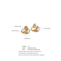 Anting Jepit JINYOU 8558 Klasik Berhiaskan Zirkonia Kubik, Bahan Stainless Steel Lapis Emas 18K untuk Wanita