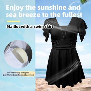 Traje de Baño de Una Pieza para <span class=keywords><strong>Mastectomía</strong></span>, Talla Grande, Cuello Profundo, para Mujer, con Espacio para Prótesis Mamaria, Material Spandex/Nylon, Transpirable y de Secado Rápido, OEM/ODM - Product Image 4
