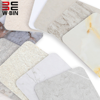 Protection contre l'incendie écologique Texture de marbre PET MDF/acrylique Panneau mural décoratif pour dalle de roche comprimée pour murs extérieurs d'appartement