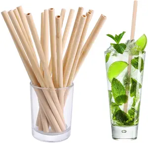 Biodegradable Plant Straws with Logo 8 mm x 200mm Compostable Disposable Eco friendly Wrap Bamboo Straw