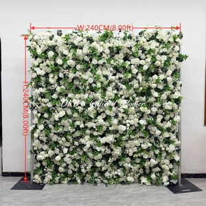 DKB Wholesale Handmade 8ft X 8ft 3D Roll up Rose Flower Wall Backdrop Panel Large Artificial for Wedding Event Decor - Product Image 2