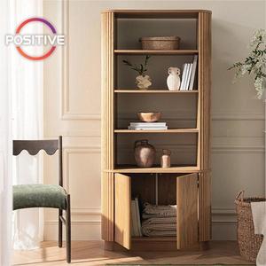 Mueble de Almacenamiento Minimalista, Chapa de Madera Contrachapada, Estilo de Líneas Verticales, Estante Abierto con Puerta para Decoración del Hogar, <span class=keywords><strong>Aparador</strong></span> - Product Image 2