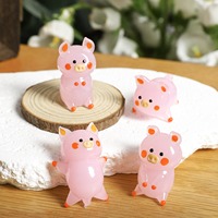Handgefertigte Rosa Glas-Schweinchen-Figur Miniatur-Tier-Ornament Niedliche Borosilikatglas-Schweinchen-Deko Schreibtisch-Pflanzen-Aquarium-Dekoration Geschenk