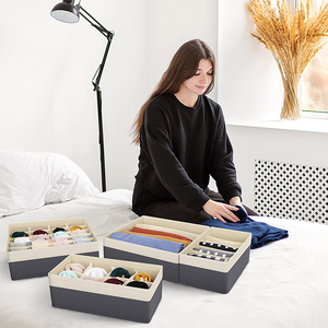 Caja de <span class=keywords><strong>ropa</strong></span> <span class=keywords><strong>interior</strong></span> plegable de 4 piezas de nuevo diseño Cajas de almacenamiento de sujetador cuadrado con divisor <span class=keywords><strong>para</strong></span> armario Organizador de <span class=keywords><strong>ropa</strong></span> en <span class=keywords><strong>cajones</strong></span> - Product Image 3