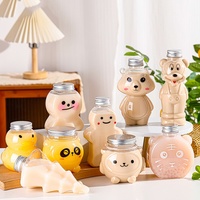 Bouteilles de boisson pour animaux de compagnie en forme d'animaux mignons avec couvercles, qualité alimentaire pour sodas, boissons énergisantes, bubble tea et jus