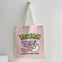 Sac fourre-tout en toile Pikachu imprimé double face coloré, nouvelle collection, thème 30e anniversaire Pokémon, vente en gros