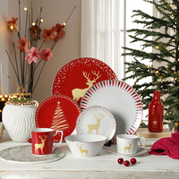 Assiettes de présentation de Noël personnalisées, service de table en porcelaine tendre avec motif de renne