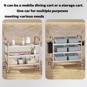 201 स्टेनलेस स्टील 2/3 परत पॉलिश उपयोगिता कार्ट 500 kg/m लोड क्षमता खाद्य कार्ट सूची संग्रह ट्रॉली - Product Image 2