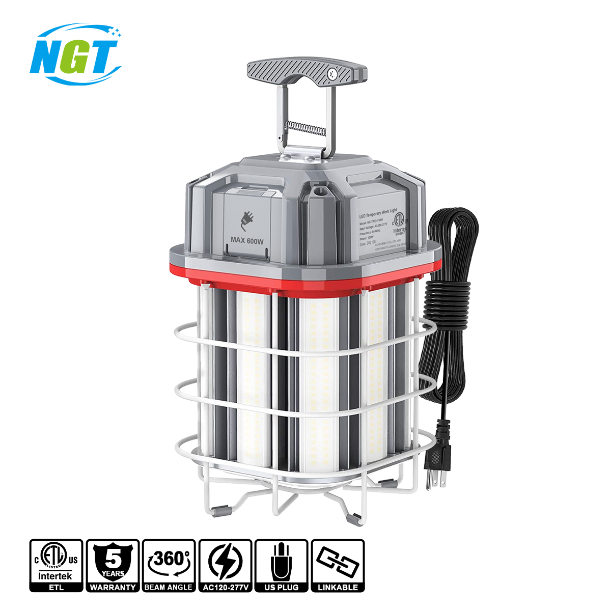 Industrial Temporary Work Light Construction String Fixture Outdoor Construct Lights 150W 5000K 100-277VAC US PLUG