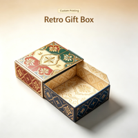 Boîte cadeau rigide en papier avec motif floral rétro personnalisé pour l'emballage de produits de style vintage