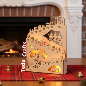 Boîte lumineuse <span class=keywords><strong>de</strong></span> compte à rebours <span class=keywords><strong>de</strong></span> Noë<span class=keywords><strong>l</strong></span>, décoration <span class=keywords><strong>de</strong></span> la Sainte Nuit, <span class=keywords><strong>calendrier</strong></span> <span class=keywords><strong>de</strong></span> <span class=keywords><strong>l</strong></span>'<span class=keywords><strong>avent</strong></span> en bois découpé au laser à faire soi-même - Product Image 1
