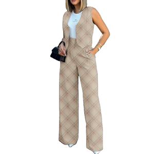 Conjunto de Chaleco sin Mangas y Pantalones de Color Sólido para Mujer, Traje Formal de Verano, Moda - Product Image 1