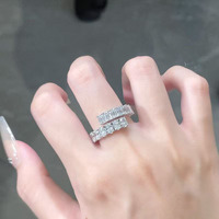 Anello di Fidanzamento con Diamanti Sintetici in Platino PT950, Elegante Anello Impilabile da Donna per Matrimonio, Gioielleria Fine