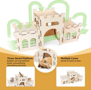 Castello Extra largerabbit gamehouse adatto per il coniglio al coperto climbingtowewithtunnel robusto hidingplacesuitable per i giocattoli di coniglio - Product Image 2
