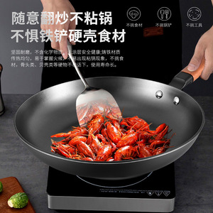 <b>Cast</b> Iron Frying <b>Pan</b> Round Thick Base Thin Wall Even Heating Less Oil Fumes For Home Cooking Induction Compatible - Product Image 2
