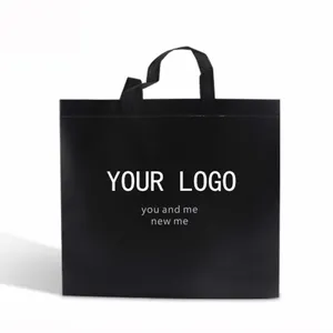 custom printed logo reusable black pp nonwoven tote carried fashion gift plastic packaging bag for shopping