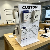Présentoirs de Comptoir pour Magasin d'Électronique : Accessoires de Téléphonie Mobile, Présentoirs en Acrylique pour Chargeurs USB, Supports Métalliques Rotatifs avec Crochets