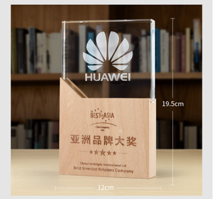 Artfulcosmos Acrylic Crystal Trophy With <b>Wooden</b> Base Custom Engraved Logo For Promotion Awards Gifts - Product Image 3