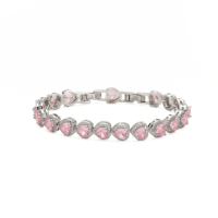 Bracelet fin brillant en forme de cœur, bijoux coréens personnalisés, élégant, achat en gros, zircon rouge, bracelet plaqué or pour usage quotidien