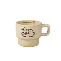 Tasse empilable en céramique avec logo personnalisé Tasse haute température au design classique Passe au lave-vaisselle et au micro-ondes pour café-Pour café, eau