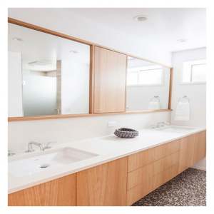 Mueble de Baño de Madera de Alta Calidad con Acabado en Grano de Madera Oscura, Mueble de Baño de Pared con Panel de Puerta de Chapa de Madera - Product Image 2