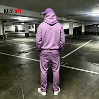 Conjunto de Sudadera con Capucha y Pantalones Deportivos de Felpa Gruesa con Estampado Gráfico de Ropa Urbana de Algodón Y2K con Logotipo Personalizado para Hombre, Dos Piezas