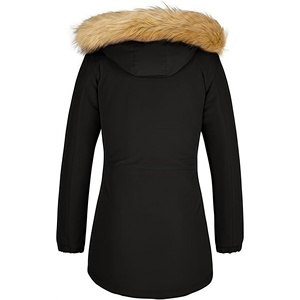 Veste d'hiver légère imperméable pour <span class=keywords><strong>femme</strong></span>, <span class=keywords><strong>parka</strong></span> longue coupe-vent <span class=keywords><strong>avec</strong></span> <span class=keywords><strong>capuche</strong></span> en fourrure amovible, manteau d'hiver en gros - Product Image 6