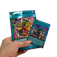 Cartes en papier holographique personnalisées avec sacs d'emballage adhésifs Sac en mylar de 3.5g Style de carte à jouer de dessin animé unique Imprimé avec logo personnalisé