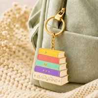 Porte-clés personnalisé pour les amoureux des livres, en métal doré, émail dur, en gros, pour sac, cadeau promotionnel