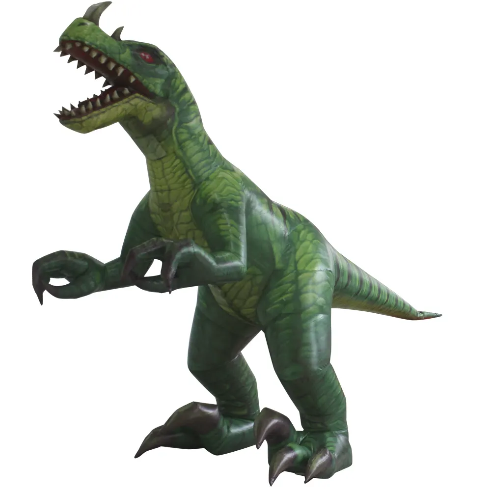 Kostum Dinosaurus Cokelat Realistis Tiup Kostum T-rex untuk Dewasa