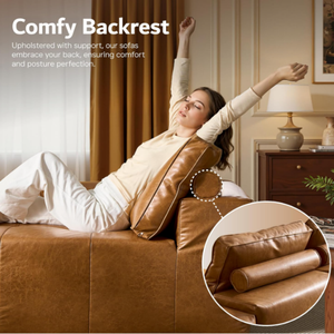 Модульный угловой диван <span class=keywords><strong>M</strong></span> Deep Seat L-образной формы, коричневый, из искусственной кожи, секционный диван Cloud, бескаркасные диваны для гостиной - Product Image 6