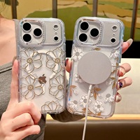 Conception personnalisable |   Étui de téléphone magnétique anti-chute avec nœud floral IMD |   Structure à double couche TPU+PC |   Décoration d'anneau de caméra en diamant