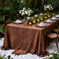 Nappe longue élégante en jacquard, linge de table en satin pour mariage en plein air, banquet et décoration de fête