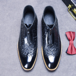 Zapatos Oxford de Cuero Genuino para Hombre, con Punta Cuadrada, para Exportación, con Patrón Repujado, Antideslizantes, Ligeros, para Invierno-Primavera, Altura hasta el Tobillo - Product Image 3