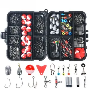 263 pz/scatola di accessori per la pesca Kit combinato tra cui girevole fisso tallone girevole connettore manovella gancio pesca Plumb Bob