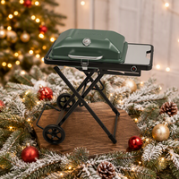 Barbecue à gaz portable moderne de style coréen en acier, 2 brûleurs, commande par bouton, réglable, avec plaque de cuisson et sécurité flamme