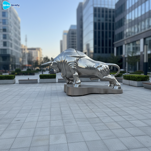 大型の磨き上げられたステンレス鋼の牛の像、実物大の庭の彫刻 - Product Image 6