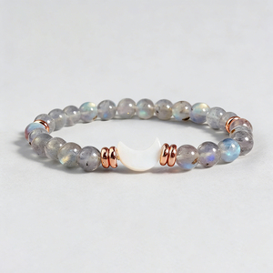 Handcrafted Crystal <b>Beaded</b> <b>Bracelet</b> Moonstone Crescent Charm <b>Bracelet</b> with Rose Gold and White Crescent <b>Bracelets</b> Trendy Jewelry - Product Image 4
