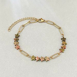 2026 New Natural Stone Patchwork <b>Bracelet</b> Star <b>Beads</b> Adjustable Stainless Steel Chain, Unisex Minimalist Dainty Jewelry Gift - Product Image 5