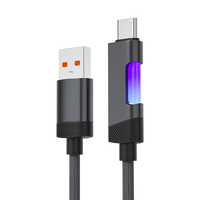 Câble USB-A vers Type-C tressé en nylon avec LED RGB, 1 mètre, 100W, charge rapide, pour appareil photo et écouteurs - Vente en gros