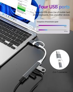 ฮับแปลง USB C เป็น USB 3.0 แบบหลายพอร์ต 4 in 2 อลูมิเนียม สำหรับ MacBook Pro Air แล็ปท็อป PS4 PS5 เครื่องพิมพ์ - Product Image 4