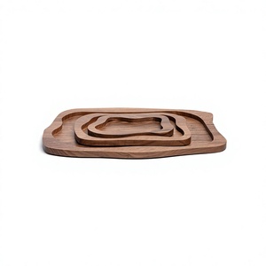 Nuevo Modelo del Fabricante Exportador: Elegante Bandeja Cuadrada de Madera Ecológica Hecha a Mano con Diseño Floral Negro para Servir Café en el Hogar - Product Image 4
