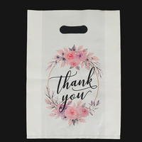 Sacs en plastique personnalisés en promotion – Sacs en plastique avec logo sur mesure en LDPE/HDPE avec poignées – Sacs de courses en polyéthylène « Merci » pour vêtements