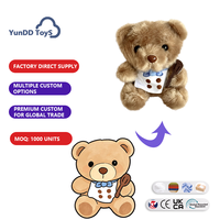 Porte-clés en peluche ours chef mignon avec tablier décoratif, pendentif ours en peluche doux personnalisé pour la décoration de sac