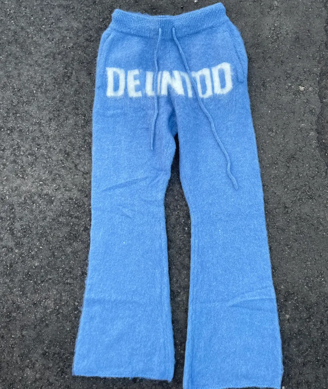 Özel geniş bacak örme Unisex kış sıcak tiftik alevlendi Sweatpants pantolon tutmak